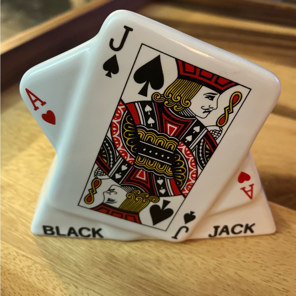 WADE RARE BLACK JACK CARDS PORCELAIN BAR DECANTER SEAL